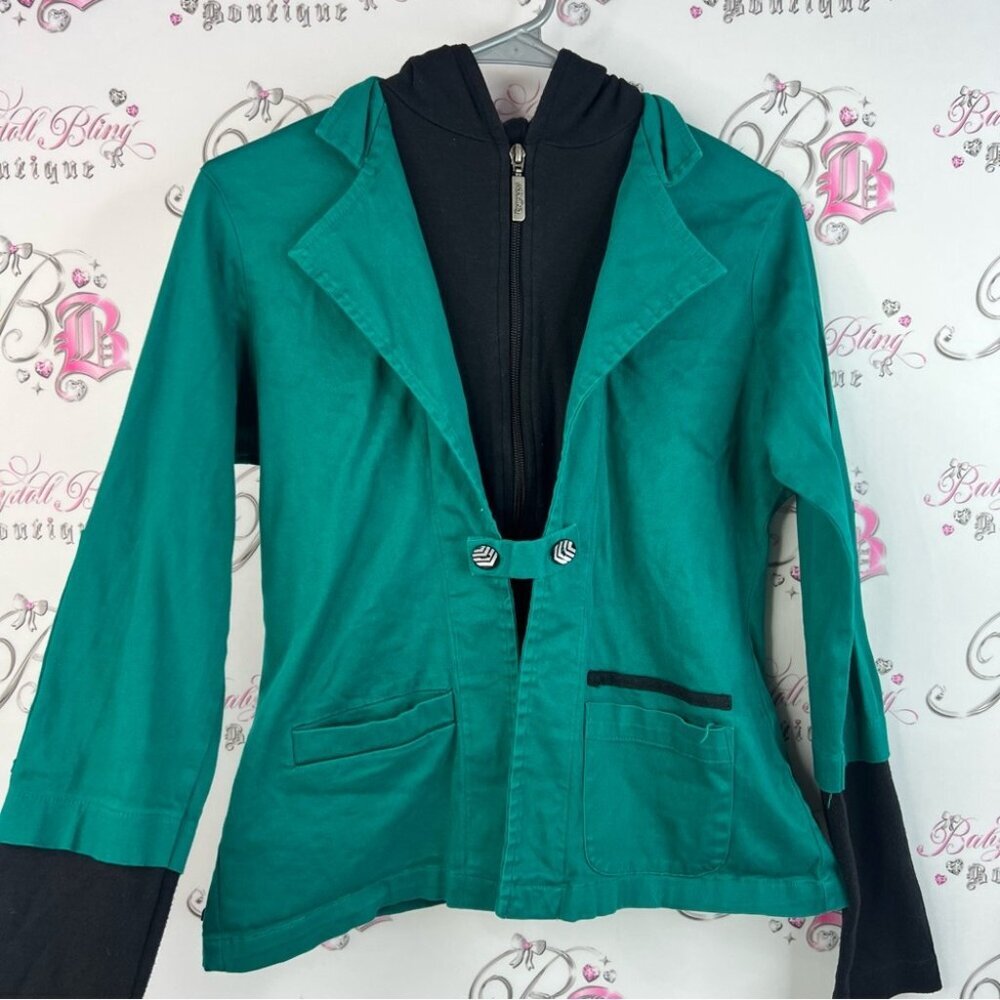 Schwiing blazer jacket coat sweater zip up green Elegant Teal Women's Blazer - Picture 6 of 15